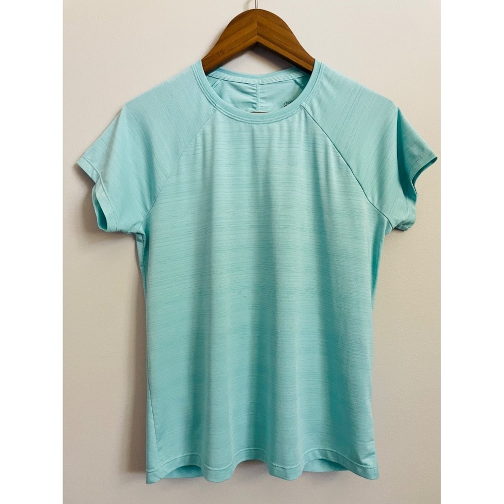 Athleta Girl UPF Swim/Play Rashguard Shirt, Sea Blue Green, Ruching, XL (14)